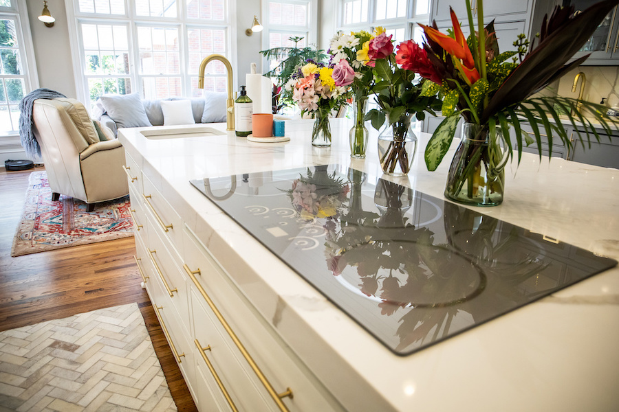 Updated Modern farmhouse Kitchen Ceramic Sink with Marble Countertops