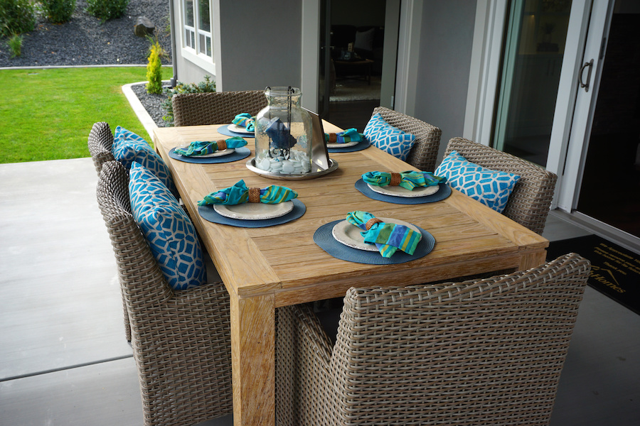 table on backyard patio