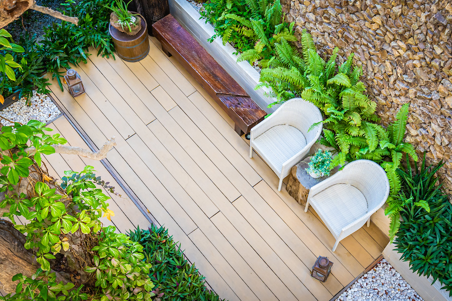 Empty chair decoration outdoor patio for relax and take a break